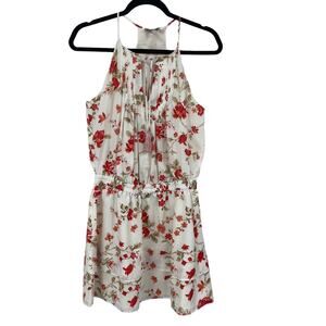 Joie Sleeveless Halter Tie Neck Jossa Dress White Red Floral Womens Small